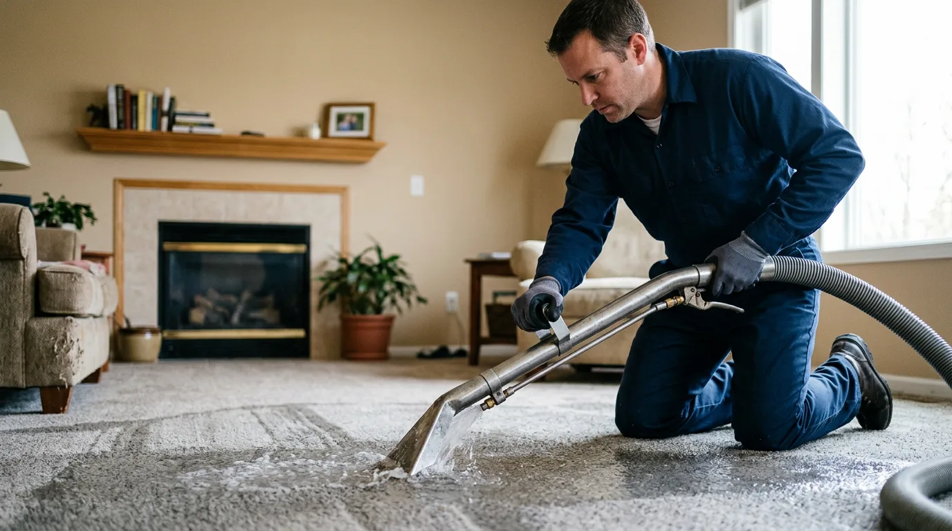 Water damage restoration technician working near Kittrell, NC